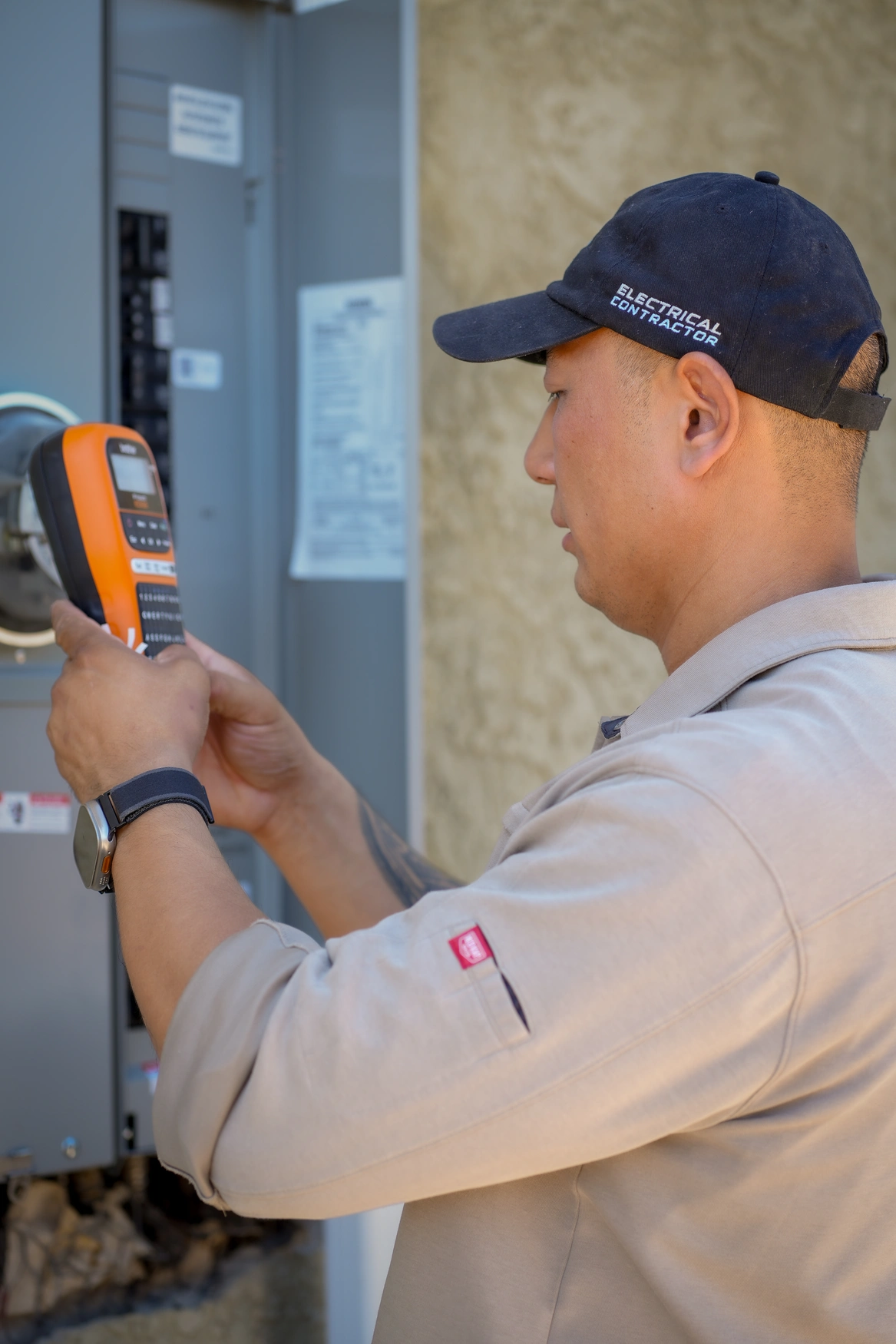 Quantum Thunder technician testing an electrical system with professional equipment